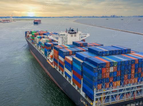 Shipping container on an unknown barge