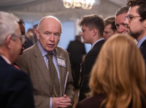 Jack Dromey MP speaking with event attendees