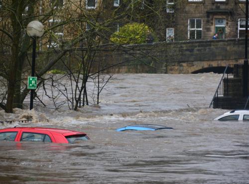 Cars swept away by a flood